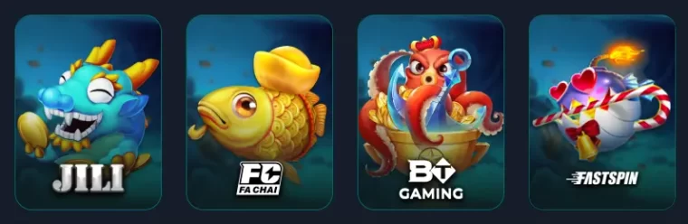 jjwin casino fishing games interface with colorful underwater themes